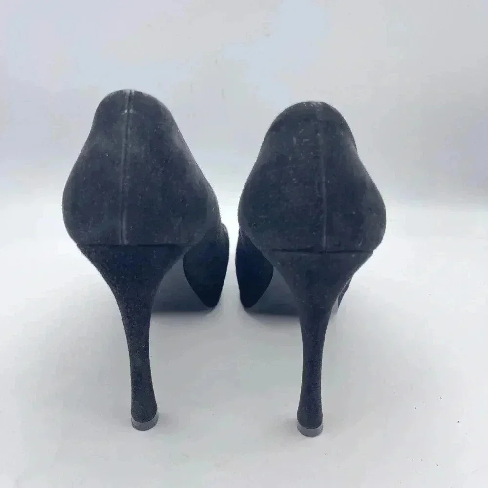 Yves Saint Laurent Black Suede High Heels 4" - Picture 3 of 11
